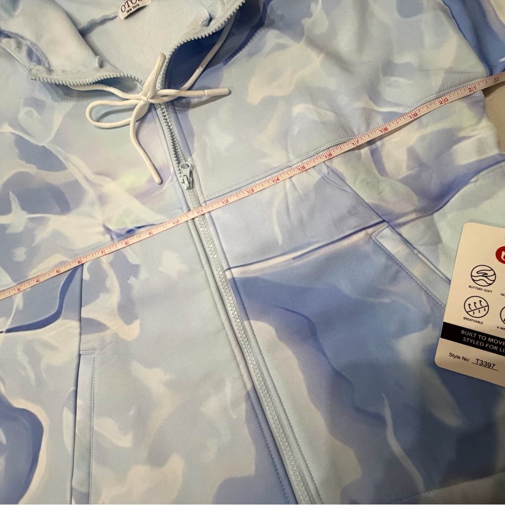 NWT OTOS Abstract Blue White Fleece Full Zip Hooded Hoodie Sweatshirt, M - Picture 8 of 10